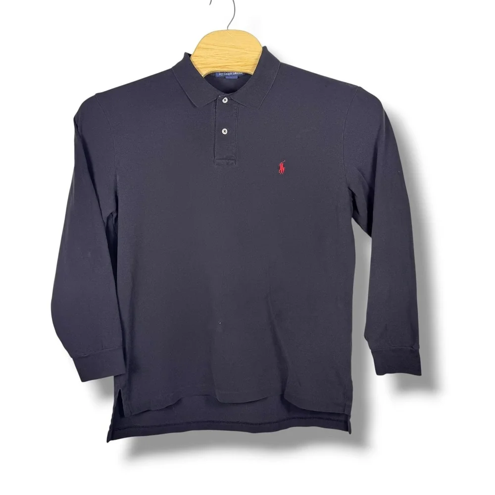 Vintage Polo Ralph Lauren Long Sleeve Polo Men L Black Fade Classic Pony Utility